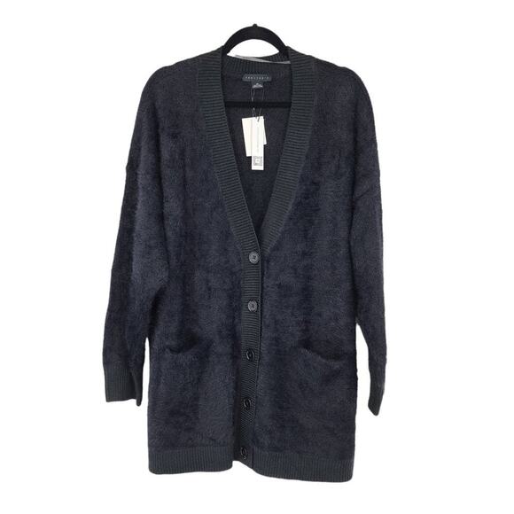Sanctuary Black Fuzzy Knit Button Down Long Sleeve Cardigan NWT Size 2X - Picture 2 of 7